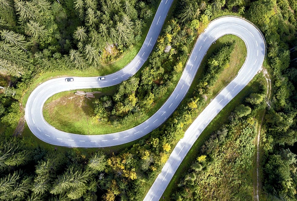 Austrian Mountain Roads Aerial View